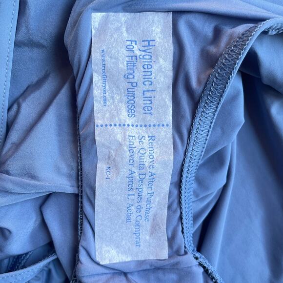 Karla Colletto Mondria Off Shoulder One Piece Swimsuit in Denim Blue - Size 6 - Picture 14 of 16